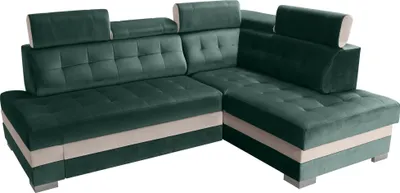 Produktbild von Robin Paris Ecksofa mit Schlaffunktion Bettkasten 5 Verstellbare Kopfstützen Sofa L-Form Schlafsofa Freistehende Eckcouch Schlafcouch Wohnzimmermöbel Wohnlandschaft Rechts Grün Creme