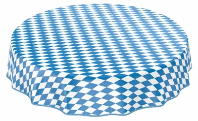 Tischdecke Wachstuch Gestreift Blau Robust Wasserabweisend Rund 120 cm, Hauptbild