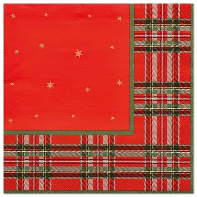 Produktbild von Servietten, 3-lagig 1/4-Falz 40 cm x 40 cm "Tartan"