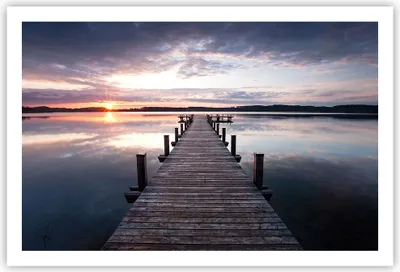 Produktbild von Poster - Poster ohne Rahmen - Fußgängerbrücke See Sonnenuntergang Abend - 91,5x61 cm - Wand Bild - Wanddeko - Wandbilder - Kunstposter - Wandposter - Bilder - Kunstdruck - Wandbild - P2XAA91x61-2635