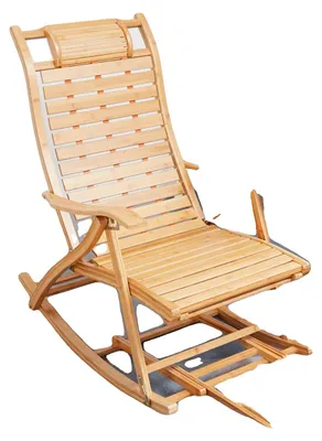 Immagine prodotto di Poltrona a dondolo, braccioli regolabili, design pieghevole, colore legno