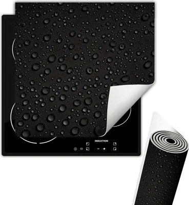 Produktbild von Herdabdeckplattee Glaskeramikkochfeld-Abdeckung 50x52 cm Anti Rutsch Matte Aufrollbar, Schwarz Tropfen
