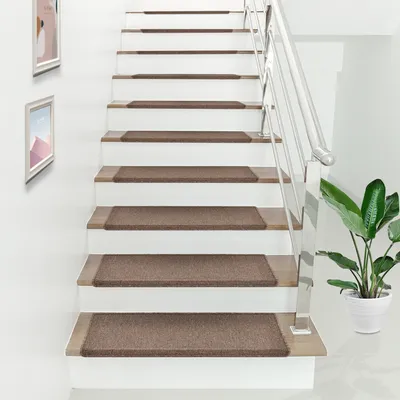 Zdjęcie produktu dla Maty na schody zestaw 15 mat na schody 65 x 24 cm prostokątny dywanik na schody ochraniacz na schody samoprzylepny dywanik na schody ciemnobrązowy