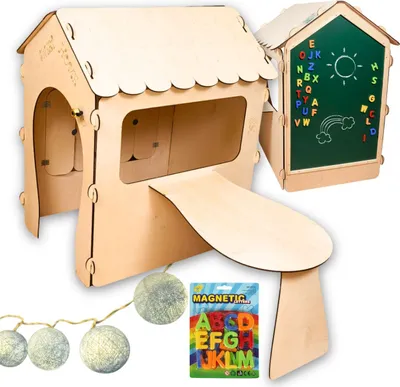 Immagine prodotto di Casetta per bambini in legno con lavagna e tavolo