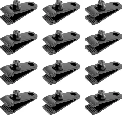 Produktbild von 12-teilige Planenklammern, robustes Planenklammer-Set, sofortige Markisenklemme für Zelte, Planen, Wohnwagen, Garten, Schattenabdeckung, Schwarz (12)