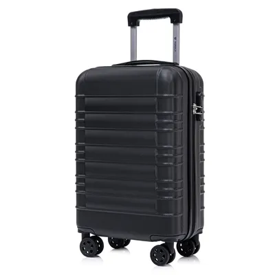 Produktbild von Koffer Trolley Reisekoffer Suitcase, Rollkoffer Handgepäck ,mit 4 Rollen360°, Hartschalenreisekoffer, Zahlenschloss, Weicher Gummigriff (M,Schwarz)
