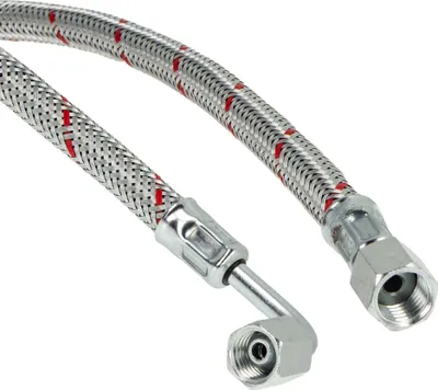 Produktbild von tecuro Ölschlauch 1000 mm x M12x1,5 x M121,5 Überwurfmutter (DN8), konisch dichtend, einseitig Rohrbogen 90°