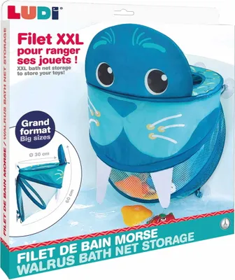Produktbild von Ludi Badnetz XXL Walross - Aufbewahrungsnetz für Badespielzeug bunt