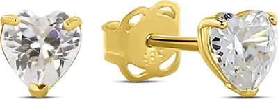 Produktbild von Herz Ohrstecker echt Gold 585 (14 kt) mit Zirkonia