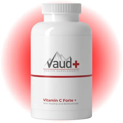 Produktbild von Vaud Vitamin C Forte - 873 mg entsäuertes Vitamin C (Calciumascorbat) - Mit Citrus Bioflavonoiden & Hagebutte - Unterstützt Immunsystem und Energie