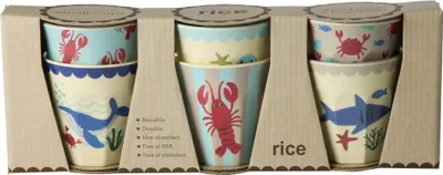 Produktbild von Rice Melamin 6er-SET Becher - Blue Ocean Print 160ml