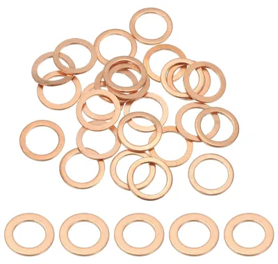 Produktbild von 25 Kupferdichtringe, M10 x 14 mm Kupfer-Flachscheiben, Kupferdichtringe für Schrauben und Bolzen