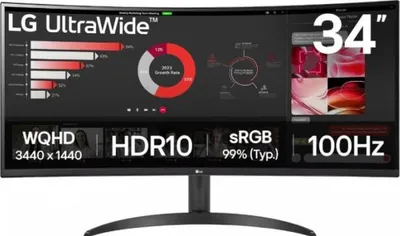 Zdjęcie produktu dla LG 34BA85QE-B, 86,4 cm (34"), 3440 x 1440 px, Wide Quad HD, LCD, 5 ms, Czarny