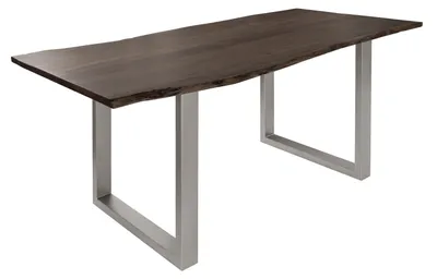 Produktbild von MASSIVMOEBEL24.DE Baumtisch Akazie 180x90x76 grau Beine silber matt FREEFORM 3