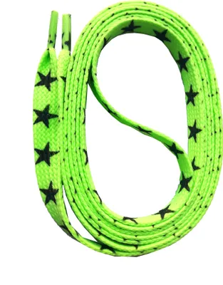 Produktbild von SNORS bedruckte Schnürsenkel flach - STERNE NEONGRÜN - 10mm - 140cm