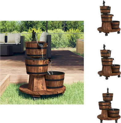 Produktbild von vidaXL Gartenbrunnen mit Rollen und Pumpe 55x55x80 cm Massivholz Tanne - Brunnen & Wasserfälle