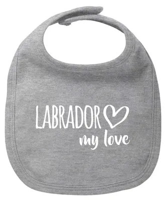 Produktbild von Huuraa Baby Lätzchen Labrador my love Heather Grey Klettverschluss  Baumwolle Latz Geschenkidee