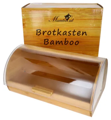 Produktbild von Brotkasten Volker aus Bambus-Holz Brotbox Rolldeckel Frontklappe Brotbehälter