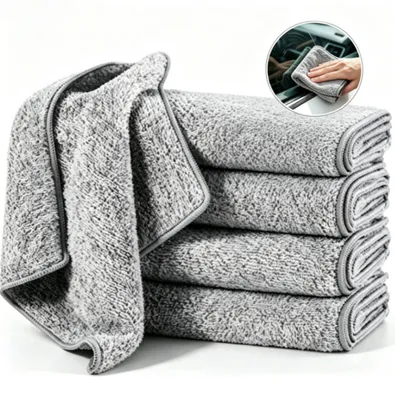 Produktbild von Mikrofasertücher (5er Set) Trockentücher, Saugstark Trocknen für Auto 30 x 30 cm Grau