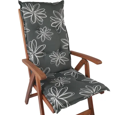 Produktbild von Hochlehner Auflage Naxos für Gartenstühle 118x49 cm Blume Schwarz - 6 cm starke Premium Stuhlauflage mit Komfortschaumkern – Sitzauflage  EU