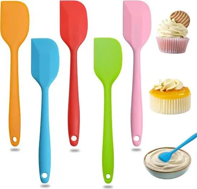 Image de Jeu de spatules en silicone, 5 pièces, résistantes à la chaleur, de forme en T, polyvalentes pour la cuisine et la cuisson, flexibles, idéales pour la préparation de plats et la pâtisserie