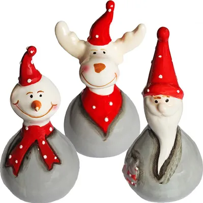 Produktbild von Weihnachtsfiguren Wichtel 3er-Set Santaclaus Elch Schneemann 10 cm