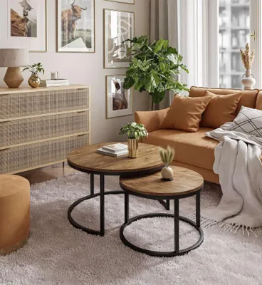 Produktbild von Runder Couchtisch CIRI 2in1 rund Eiche Artisan Stirling Wotan