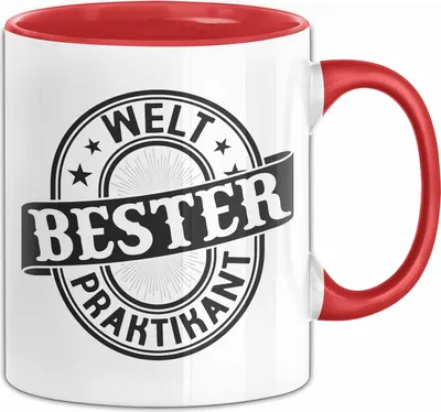 Produktbild von Praktikant Tasse Geschenk Kaffee-Becher Lustiger Spruch Welt Bester Praktikant (Rot)