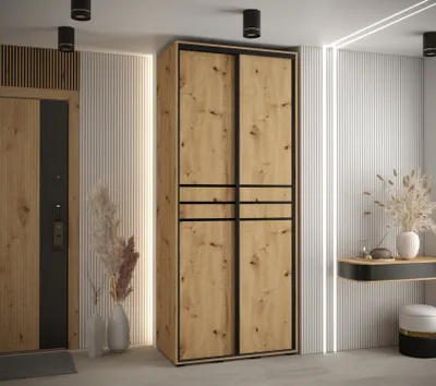 Produktbild von Kleiderschrank ASIRI 10 - 100/45 cm, Artisan-Eiche / Schwarz