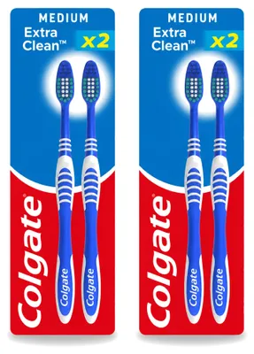 Produktbild von 2 x Colgate Extra Clean Zahnbürste - Medium - Vorteilspackung - 2 Stücke
