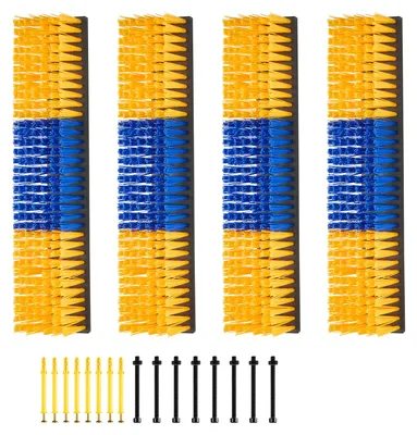 Obrázek produktu pro Škrabací kartáč SucceBuy 43 × 10 cm, 4 ks s 16 šrouby, kartáč na zmírnění svědění a péči, masážní a škrabací pomůcka pro koně, skot, ovce a prasata, žlutá a modrá