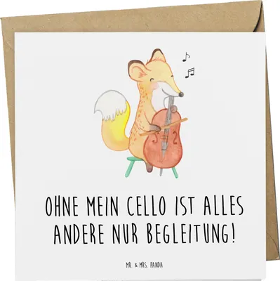 Produktbild von Mr. & Mrs. Panda Grußkarte Cello Magie - Weiß - Geschenk, Glückwunschkarte, Solo, Orchester, Musikinstrument, Musiker, Klappkarte, klassische Musik, Lernen, anlasskarte