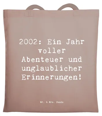 Produktbild von Mr. & Mrs. Panda Stoffbeutel Spruch 2002 Geburtstag Abenteuer - Braun Pastell - Geschenk, Tote Bag, Schultasche, feiern, canvas tasche, Glückwunsch, Alter, 20.