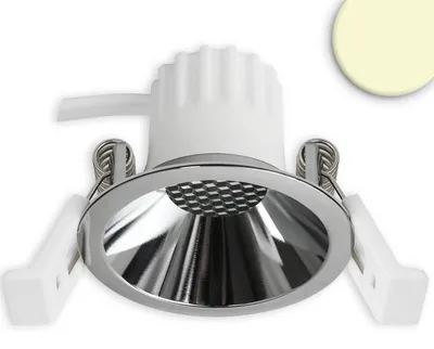 Produktbild von Isoled LED Einbaustrahler BACK45, alu glänzend, rund, 5W, CRI90, 2700K, rückversetzt, Honeycomb, dimmbar 117273