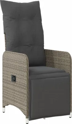 Image de vidaXL Fauteuil de jardin Réglable avec coussin Gris Poly Rattan