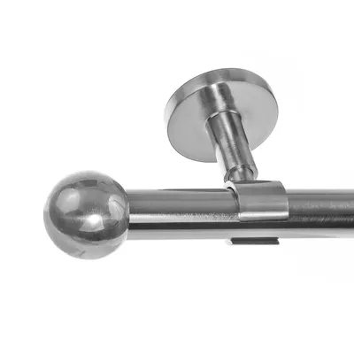 Produktbild von Edelstahl Look Gardinenstange 20mm Deckenträger 1-läufig Kugel, Länge wählbar D31 E33 R