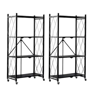 Produktbild von SevenComfort Küchenregal Standregal Mikrowellen Regal Küchentischregal mit 4 Ebenen Küchenwagen ein Satz von 2 Schwarz