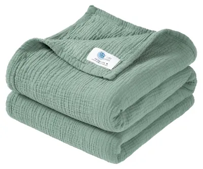 Immagine prodotto di Coperta in mussola, 117 x 107 cm, 100% cotone, motivo a ninfee, per culla