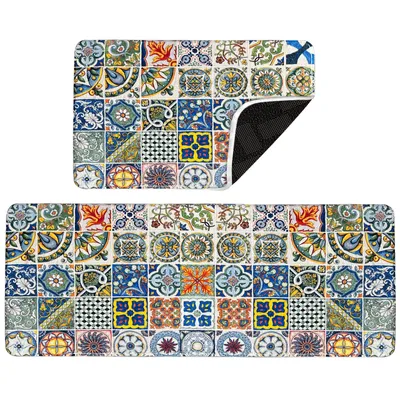 Produktbild von HOMELUX Teppich Läufer Flur Küchenläufer In-& Outdoor Waschbar Rutschfest Läuferset 2 Teilig Vintage Küchenteppich Kurzflor 50×160 cm+50×80 cm