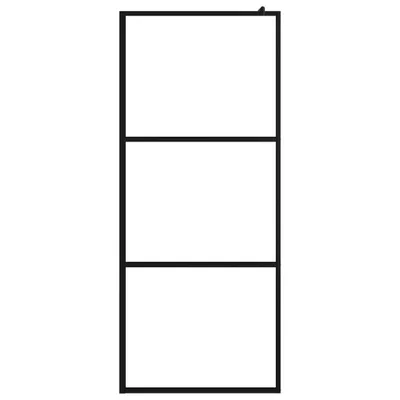 A simple line drawing of a shower enclosure divided into three sections.