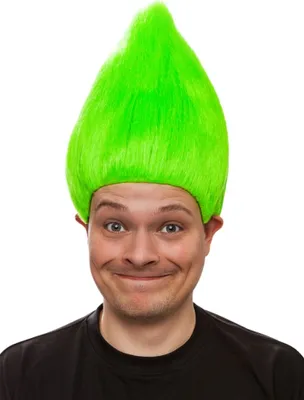 Perücke Troll grün Kurzhaar Trollperücke Fasching Spielzeug Trickfilm Trolls