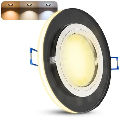 Produktbild von SSC-LUXon YAPU Glas Downlight mit LED Ring schwarz spiegelnd rund - GU10 Einbauspot inklusive LED Leuchtmittel 3W drei einstellbaren Lichtfarben 3CCT 230V