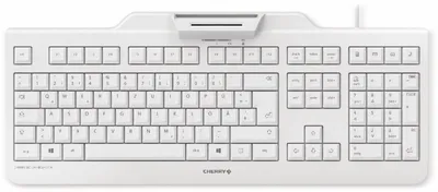 Produktbild von CHERRY SECURE BOARD 1.0 Kabelgebundene Chipkarten Tastatur, Hell Grau, USB (QWERTZ - DE), Volle Größe (100%), Kabelgebunden, USB, Mechanischer Switch, QWERTZ, Grau