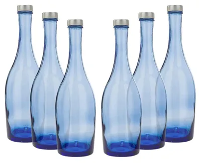 Image de Ensemble de 6 bouteilles en verre bleu pour l'eau