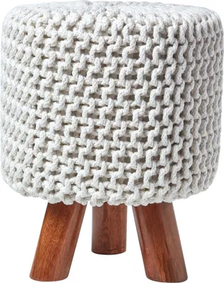 Obrázek produktu pro HOMESCAPES Pletená podnožka, výška 42 cm, přírodní barva