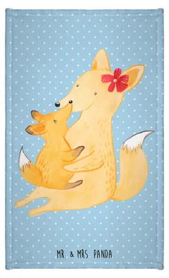 Produktbild von Mr. & Mrs. Panda Mini-Handtuch Fuchs Mama - Blau Pastell - Geschenk, Baumwollhandtuch, Umarmen, Tochter, Muttertag, Gästehandtuch 30x50, Handtuch Klein, Frotteetuch
