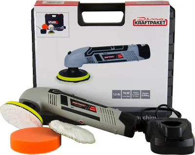 Produktbild von Dino Kraftpaket Action Akku Poliermaschine XXL-HUB Auto Profi-Set 3 Pads