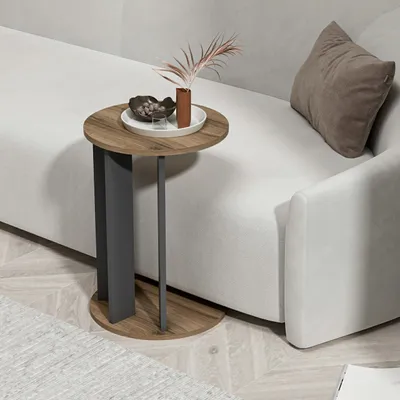 Produktbild von Skye Decor, Ema - Walnut, Anthracite, Beistelltisch, 100 % MELAMINBESCHICHTETE SPANPLATTEN, Nussbaum, 34 x 34 x 64 cm