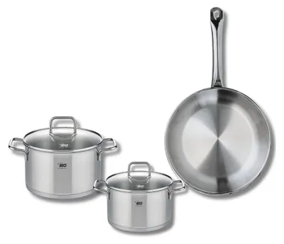 Image de Ensemble de 1 Poêle de cuisson 28 cm et 2 faitouts 16 et 20 cm Elo Profi Citrin