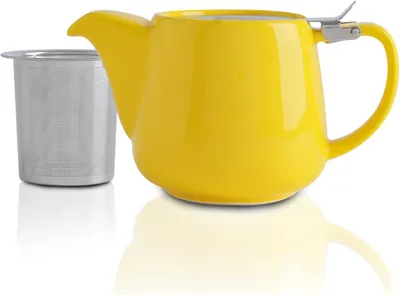 Produktbild von Porzellan-Teekanne mit Deckel und herausnehmbarem Teesieb, 1200 ml Keramik-Teekanne für Teeblüten